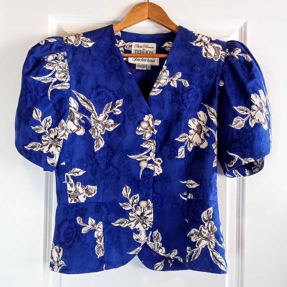 Vintage Rickie Freeman Teri Jon Saks Fifth Avenue Cotton Jacquard Jacket